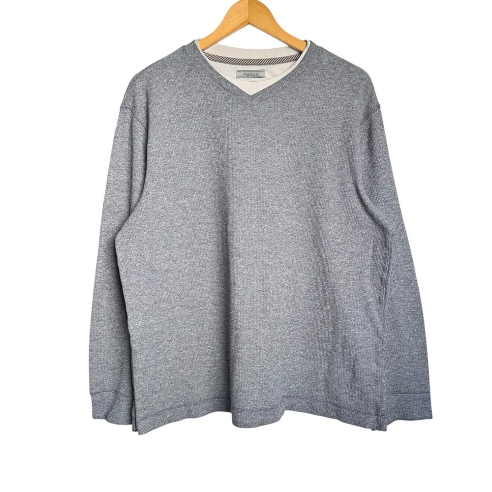 4/$25 Kohl’s Method Men Layered Effect Pullover Crewneck Sweater Navy Blue White